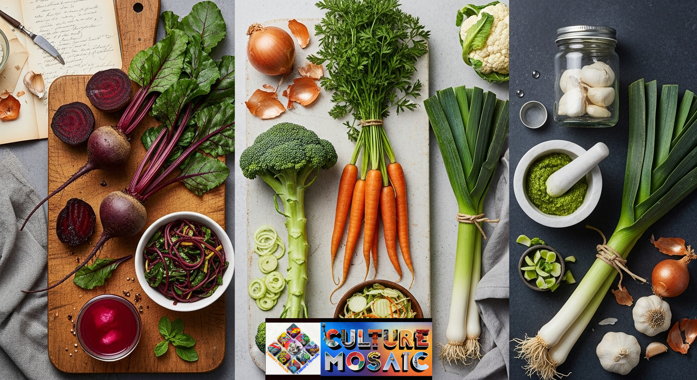 Root-to-Stem Cooking: Where Heritage Culinary Traditions Meet Modern SustainabilityThe root-to-stem movement sounds contemporary, but it's actually a return to heritage culinary traditions that our grandmothers practiced without giving it a name. They simply cooked this way because discarding food felt wrong—morally and economically.
Take beets, a vegetable that exemplifies total utilization. Heritage cooks roasted the roots, sautéed the stems like Swiss chard, and used the greens in salads or soups. The cooking liquid became the base for borscht or was saved to dye Easter eggs. Modern chefs are "discovering" these applications as if they're innovative, but they're simply reviving forgotten wisdom.
Carrot tops, often composted today, were standard ingredients in heritage culinary traditions. They made vibrant pestos, chimichurris, and tea. The flavor is intense—more concentrated than the root itself—with a slightly bitter, herbal quality that adds complexity to dishes.
Broccoli and cauliflower stems present another example. Heritage cooks never discarded these; they peeled away the tough exterior and used the tender core for slaws, pickling, or dicing into stir-fries. The stems are actually sweeter and milder than the florets, with a satisfying crunch.
Onion and garlic skins accumulate in every kitchen, but heritage culinary traditions found uses even for these papery layers. They enriched stock with color and subtle flavor, were used as natural dyes, and even made paper. Leek tops, too tough for most preparations, became essential stock ingredients that added depth and sweetness.