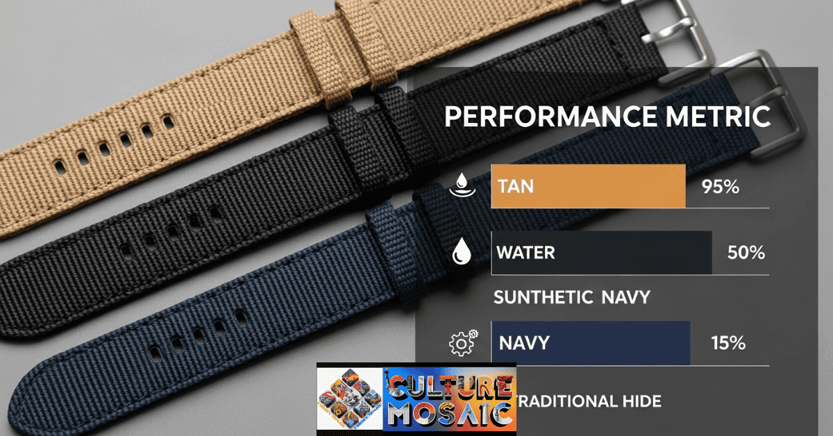 High-performance watch straps made from bio-fabricated collagen leather, highlighting consistency and durability.