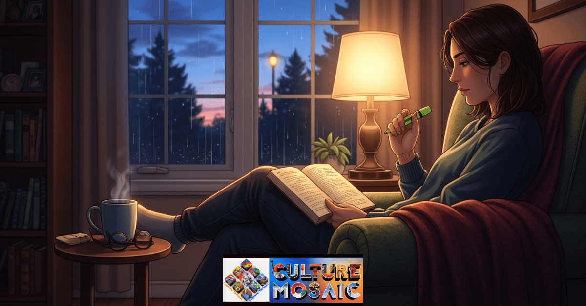 A person performing a monthly review of their legacy journal to find patterns in their work.