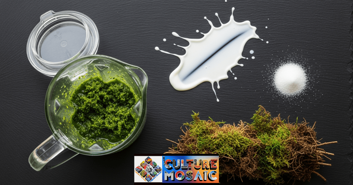 The raw ingredients and biological slurry used for creating sustainable urban art murals.