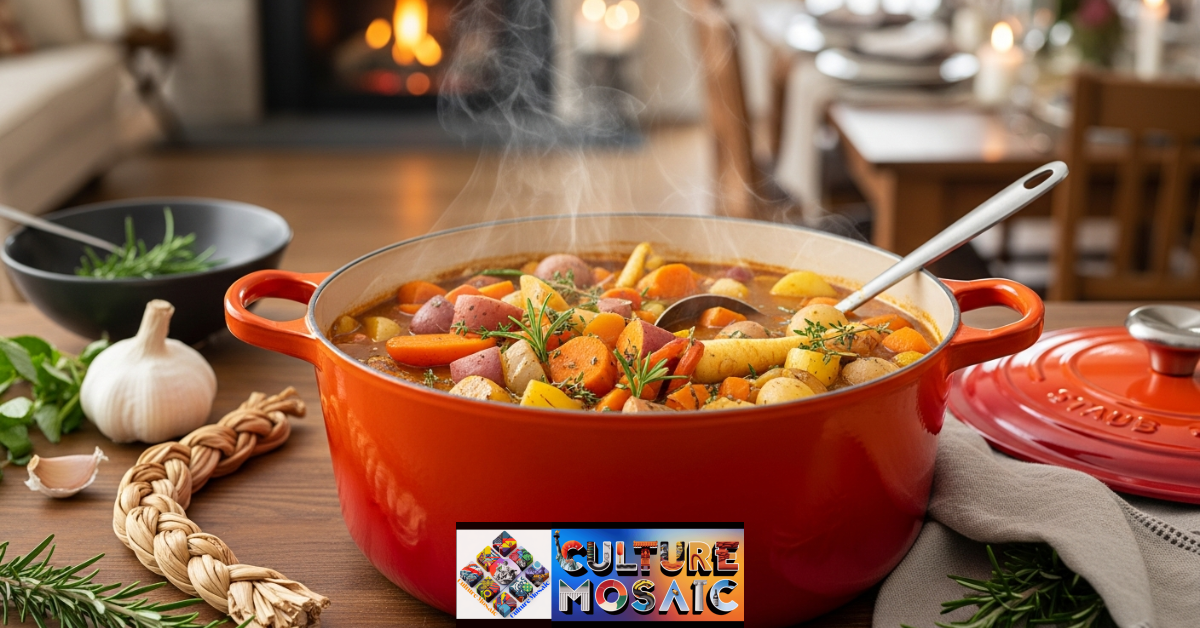 A slow-cooked vegetable stew, the perfect centerpiece for a long, connected Sunday supper ritual.