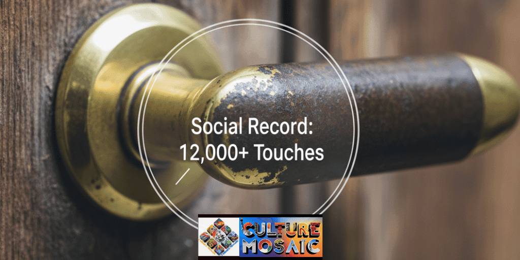 A macro photograph of a patinated brass handle, showing visible wear from years of use as a record of human presence.