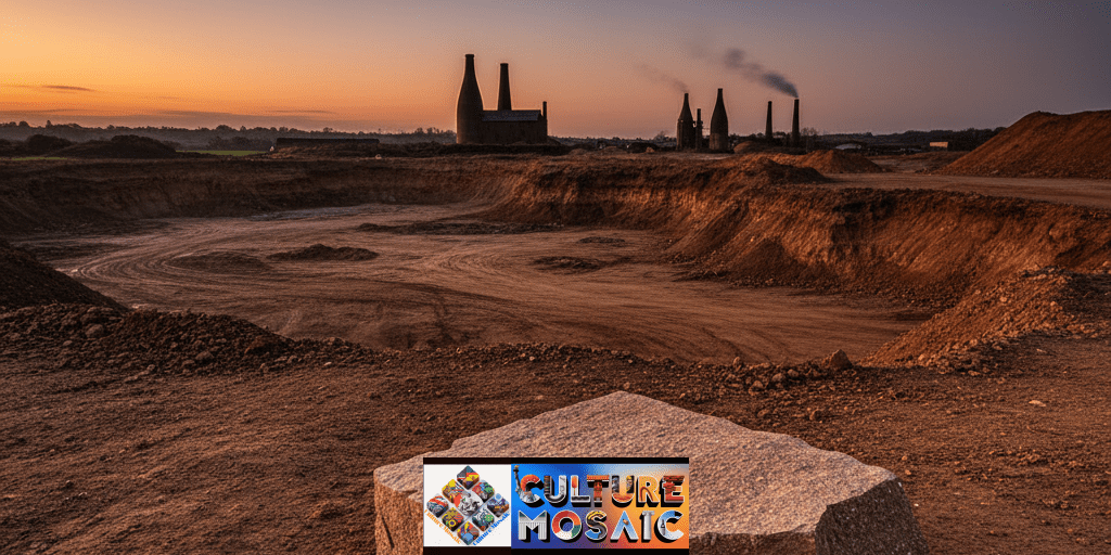 Raw Staffordshire clay and millstone grit from the Peak District, the mineral foundation of high-performance salt-glaze stoneware.