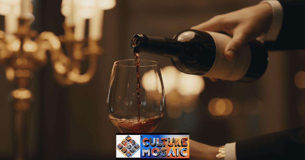 Expert hands pouring red wine in a fine dining setting, highlighting the hospitality at 801 Chophouse.