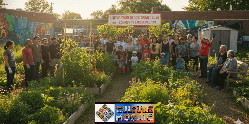 Community volunteers transformed a vacant lot into a garden via the Love Your Block Grant 2026.