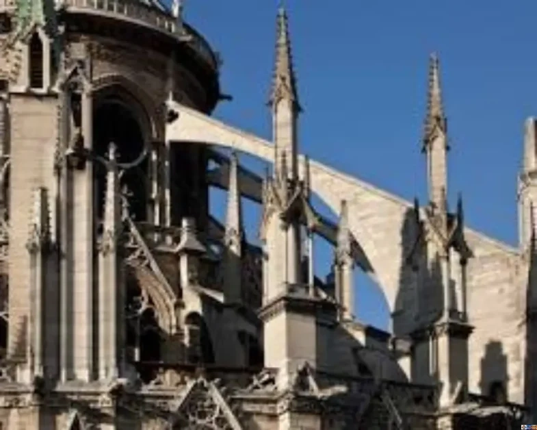 Flying buttresses of Notre-Dame de Paris supporting the cathedral's high nave walls.