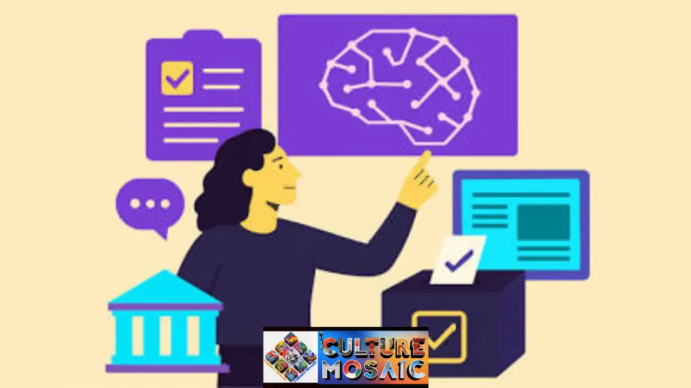 how to get involved in local civic issues online: Illustration showing a person using digital tools to vote, consult council surveys, and participate in online civic engagement.